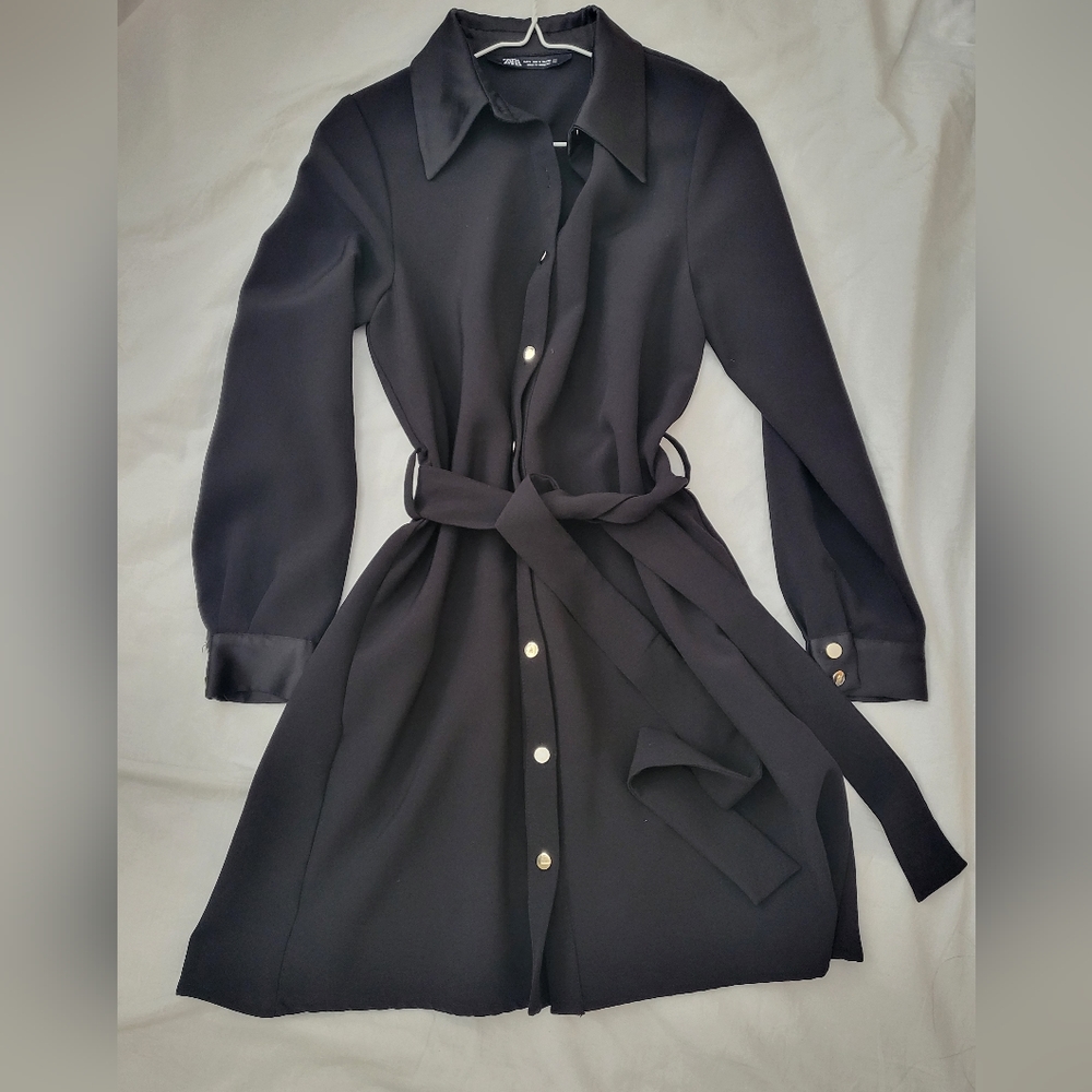 Zara Black Tie Waist Dress